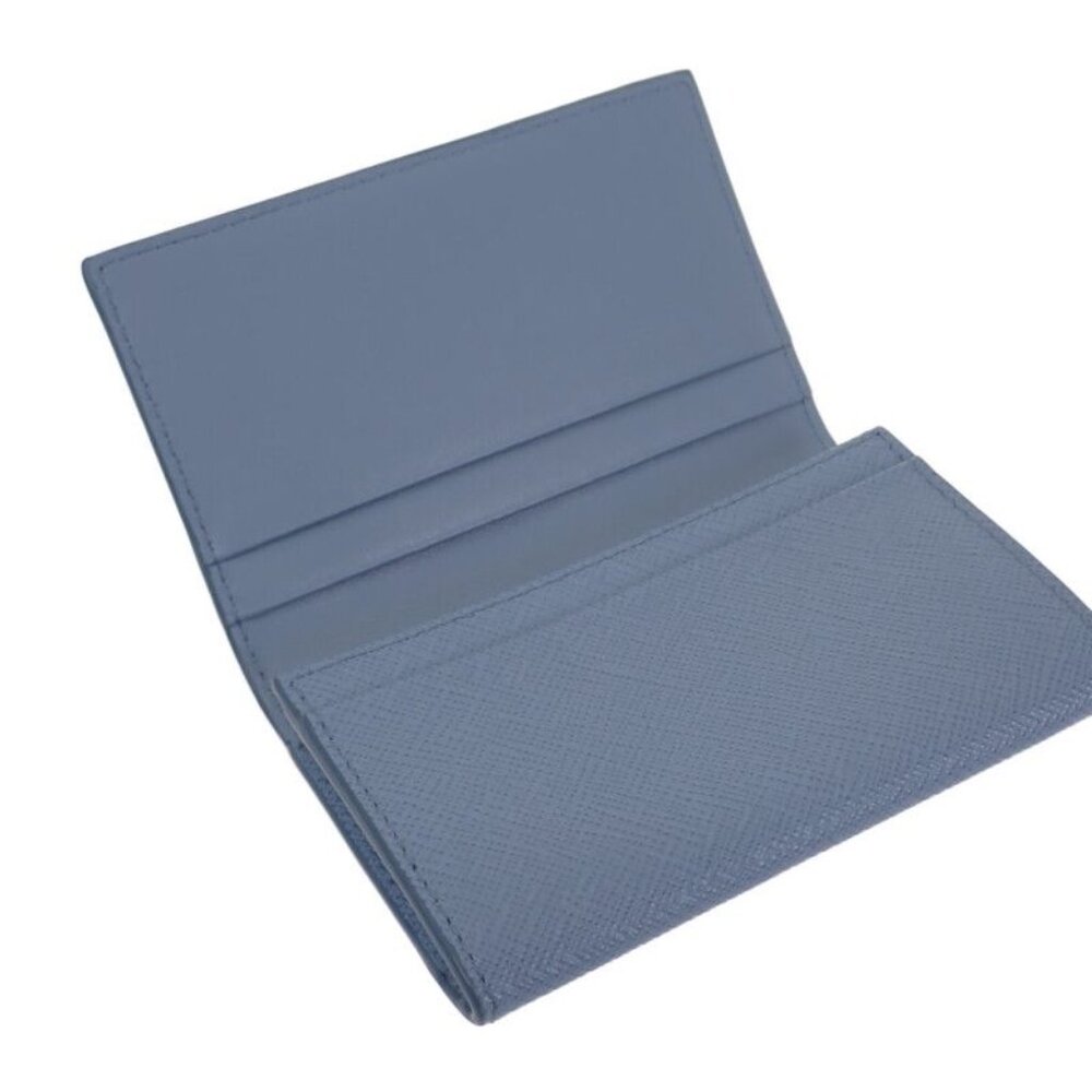 Prada Saffiano Triangle 1 Mc110 qhh f0 ozx Card Case Saffiano Light Blue Silver - Picture 4 of 8